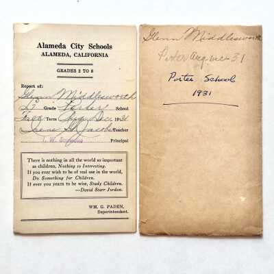 Envelope and report card, Porter School, fall session 1931