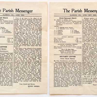 Bulletin 'The Parish Messenger', Christ Episcopal Church, 1923