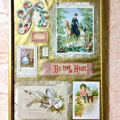 Framed Collection of greeting cards of Bertha May, after 1894