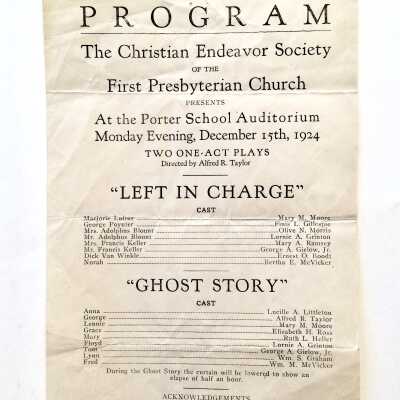 Event Program, First Presbyterian Church, 1924