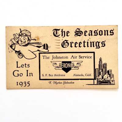 Postal Season's Greeting Card from Johnston Air Service, 1934