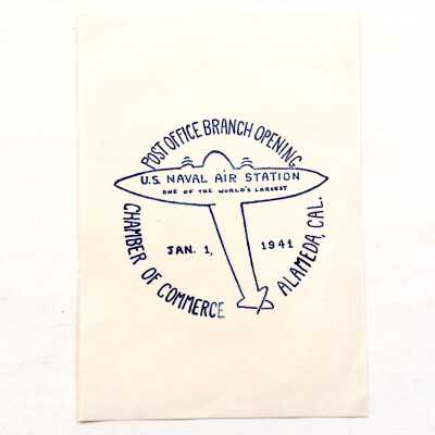 Label commemorating Post Office Branch at NAS, Alameda, 1941