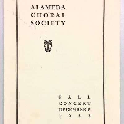 Program Fall Concert Alameda Choral Society, 1933