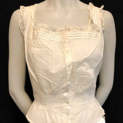 White cotton camisole with mother-of-pearl buttons, c. 1920s