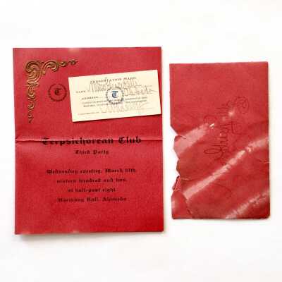 Envelope with Invitation and ticket to a Terpsichorean Club party, 1902