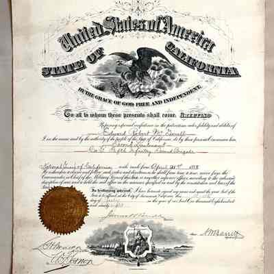 Certificate Appointment E.R. McDonell as Second Lieutenant National Guard, 1898