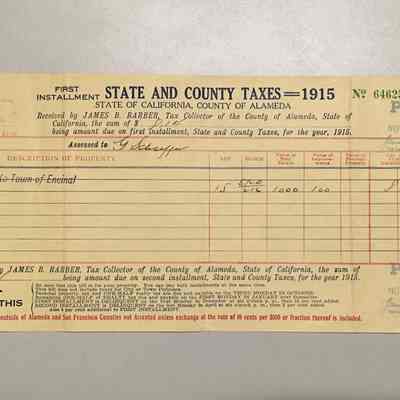 Receipt for payment of State And County Taxes, by George Schaeffer, 1915