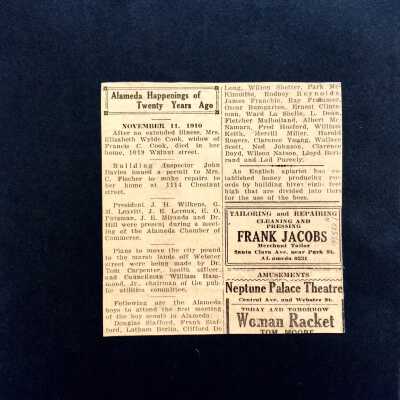 Newspaper Clipping about first meeting Alameda Boy Scouts, 1930