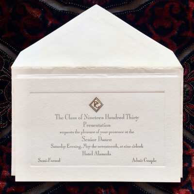 Senior Dance Invitation in envelope, Alameda High School Class of 1930