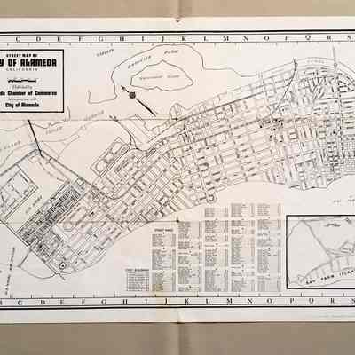 Folding street map of 'Alameda', issued by the Chamber of Commerce, c. 1950s
