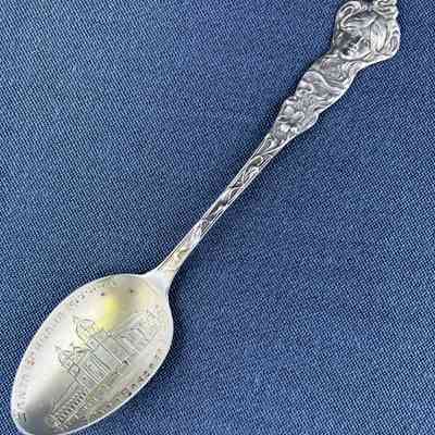 Santa Barbara Mission souvenir teaspoon from the Meyers family, c. 1900