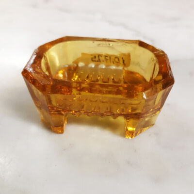 Glass salt dish with striped pattern from the Meyers House, early 1900s
