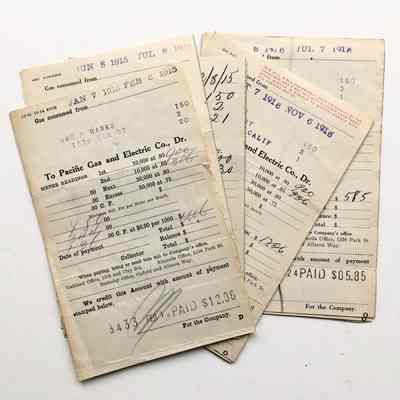 Receipts from Pacific Gas & Electric Company, 1915-1916