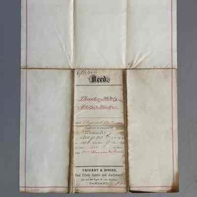 Deed for property on Lincoln (543 and 545 Lincoln Ave) to Adolph Hecker, 1884