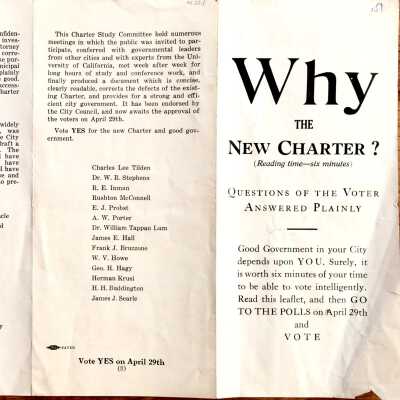 Flyer about rewrite of City Charter, 1937