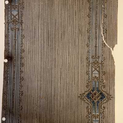 Wallpaper sample of striped vertical fabric design from 1012 Grand St, c. early 1900s