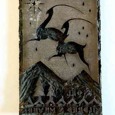 Printing block for 'Reindeer' Christmas Cards by Mildred Meyers, c. 1930s