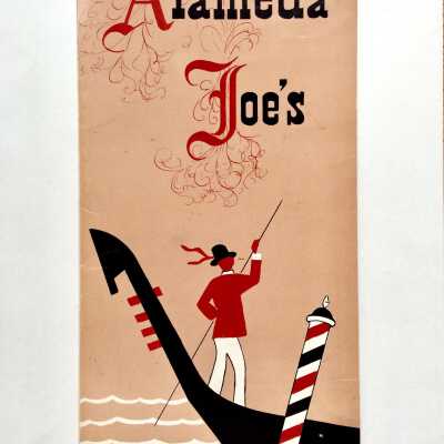Menu for Alameda Joe's, in Mel's Bowling Alley, 1965