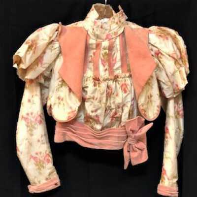 Blouse with printed rose and green flowers, c. 1895