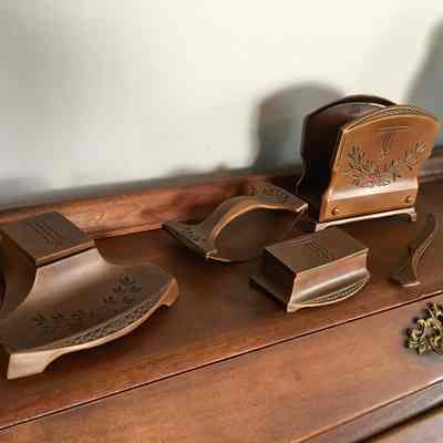 Five-piece desk set of the Blake-Dyer family, early 1900s