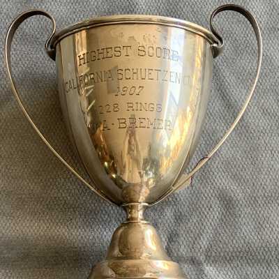 Silver Trophy awarded to Otto Bremer, Schuetzen Club, 1907, 228 Rings