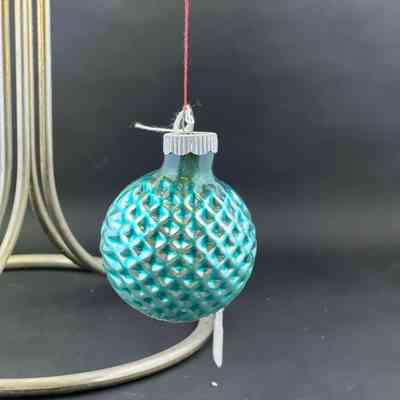 Light Blue Spherical Glass Christmas Ornament, c.1960s