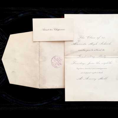Envelope with invitation to a graduation party, Alameda High School, class of 1897