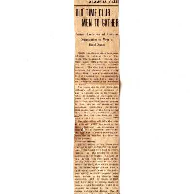 Clipping concerning anniversary Unitarian Club, c. 1920s