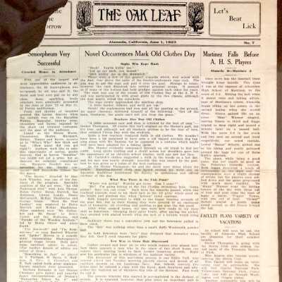 Alameda High School newspaper 'The Oak Leaf', June 1, 1923