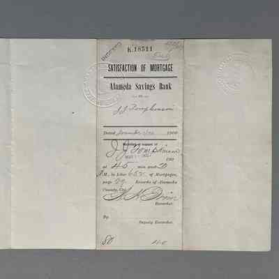 Certification of Mortgage from Alameda Savings Bank, for 2029 San Antonio, 1901