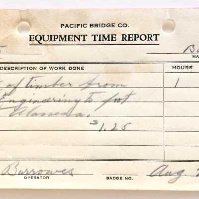 Receipt forms for hauling work done by Doug Burrowes, 1940