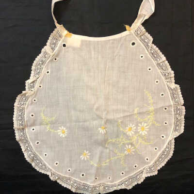 White linen embroidered apron of Hannah Pearson, c. 1910-1915
