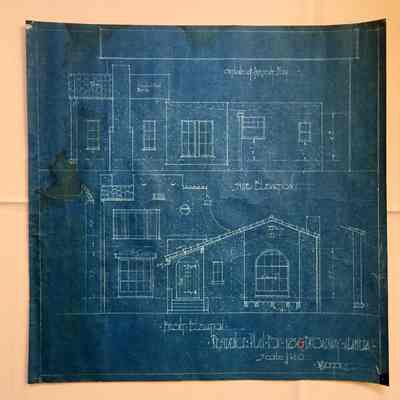 Blueprint Front Elevation residence plan 1235 Broadway, 1930
