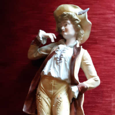 German bisque figurine of a youn man, of Mrs. Hinds, c. early 1900s