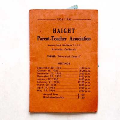 Flyer from the Haight School Parent and Teacher Association, 1955-1956