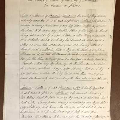 Photocopies of written ordinances #34, #233, #17, 1885-1886, 1894