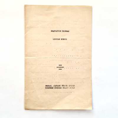 Program Graduation Lincoln School, 1937