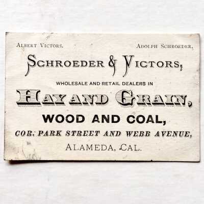 Weighing card from Schroeder & Victors, 1880