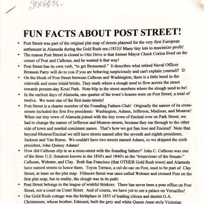 Fun Facts and Timeline for Post Street, after 1991.