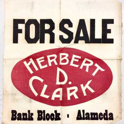Herbert Clark's Bank Block "For Sale" sign, 1904