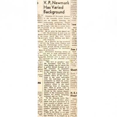 Clipping about Valentine P. Newark, c. 1940