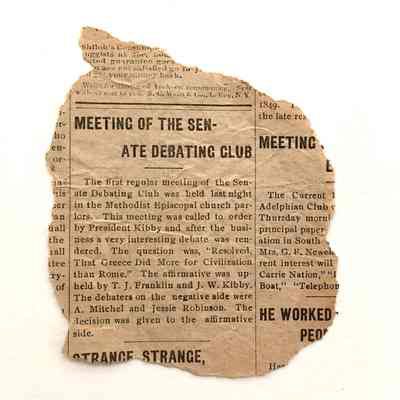 Newspaper Clipping 'Meeting of Senate Debating Club', 1901