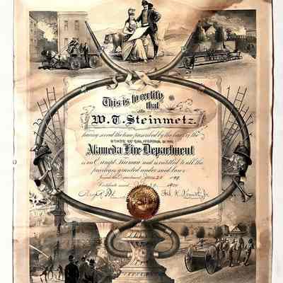 Certificate of exempt fireman issued to W. T. Steinmetz, 1904