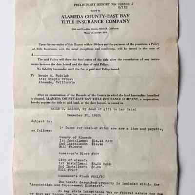 Title Insurance Company Report concerning taxes on property on Chapin Street, 1941-1942