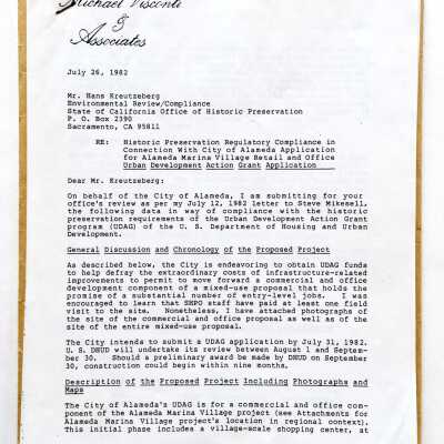 Report about complying reulations for Marina Village Retail, 1982