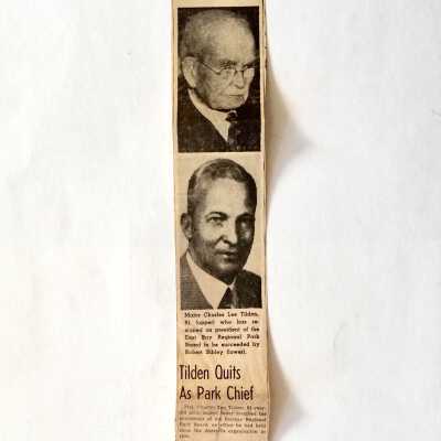 Clipping 'Tilden Quits as Park Chief' about Charles L. Tilden (EBRP), 1948