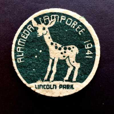 Fabric patch advertising a jamboree at Lincoln Park, 1941