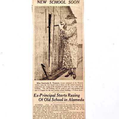 Newspaper Clipping 'New School Soon' about Mastick School, 1937