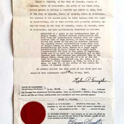 Deed of joint tenancy for 3219 Briggs Ave, 1937