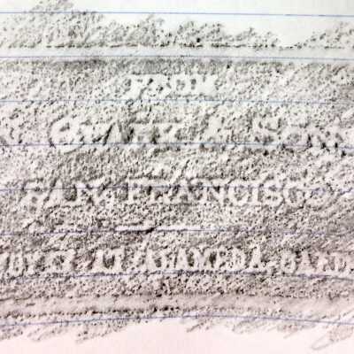 Pencil rubbing of the stamp.